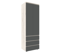 Wardrobe STEVE with shelves 700*500*2100 Craft Oak White/Grafit