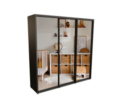 Sliding door wardrobe PRIME 2400х600х2400 Wenge Magic (3 doors, with mirror)