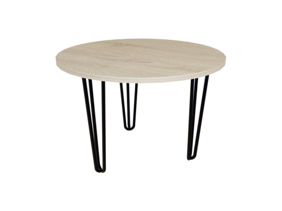 Coffee table ZAC R600*16 Sonoma Oak (black rod legs 3 pcs)