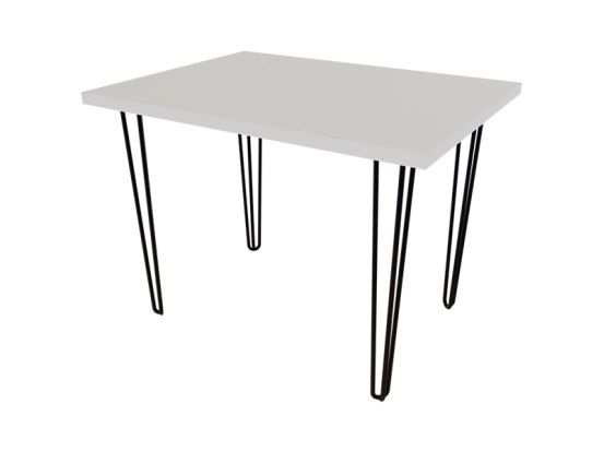 Kitchen table ZAC-2 1000*750*32 White Alba Nymphea (black rod legs 4 pcs)