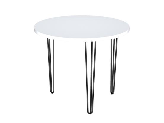 Kitchen table ZAC-2 R880*32 White Alba Nymphea (black tapered rod legs 3 pcs)