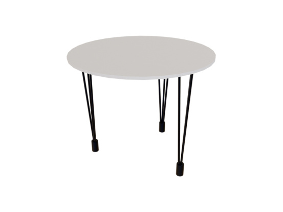 Kitchen table ZAC-2 R880*16 White Alba Nymphea (black tapered rod legs 3 pcs)