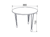 Kitchen table ZAC-2 R880*16 Grafit (black tapered rod legs 3 pcs)