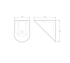 Single metal corner with plastic cap  Graphite  DC NEW, 10 pcs