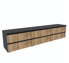 Cabinet STEVE 2100*400*480 Black/Taho Oak