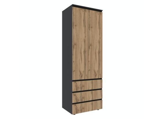 Шкаф STEVE с полками 700*500*2100 Черный/Дуб Тахо
