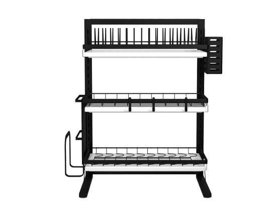 Kitchen 3-layers dryer-rack for dishes Black
