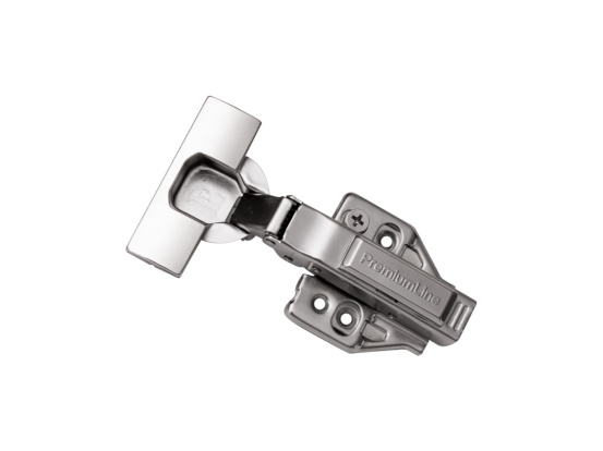 Full overlay hinge with 3D mounting plate Clip On