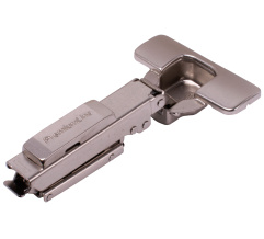 Overlay hinge with consealed mounting plate and 3D adjustment Clip On