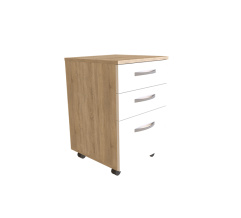 Office cabinet KIRA with casters Sonoma Oak/White Alba Nymphea