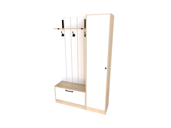 Entryway set AIDA White Alba Nymphea/Sonoma Oak (front panel PB)